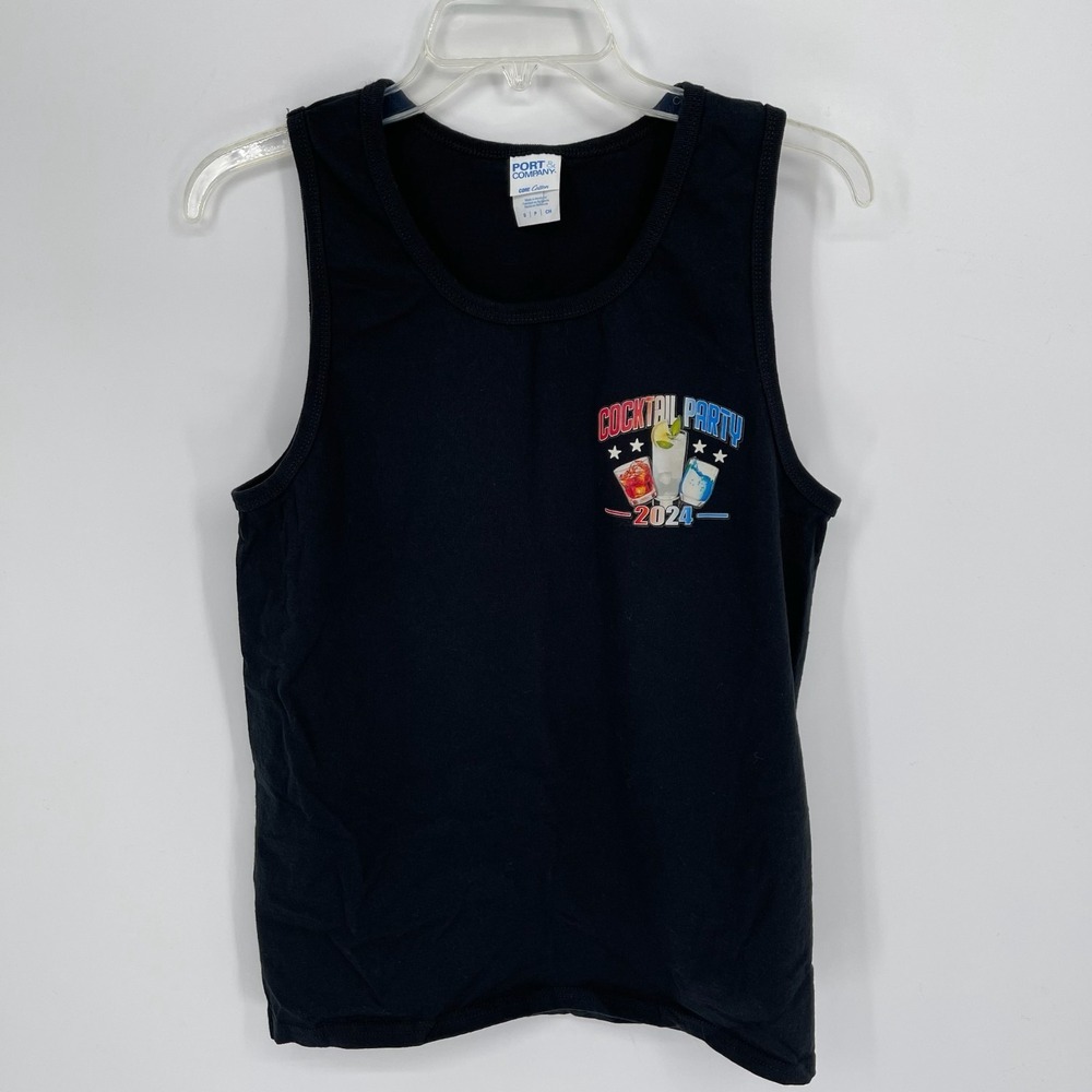 Port & Company Men's Black Cocktail Party Patriotic 4th of July Tank Top Shirt S